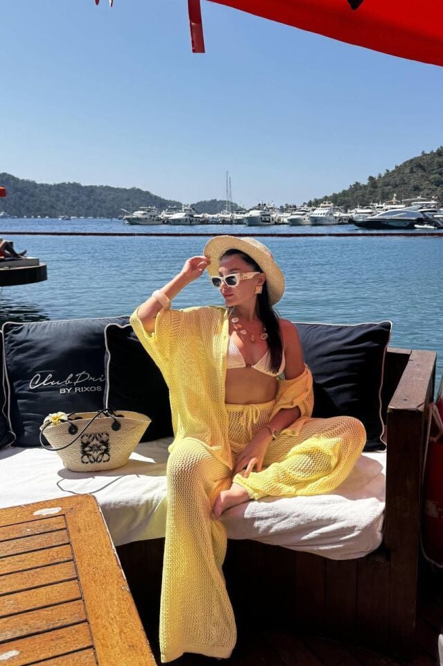 File Örgü Plaj Pantalon ve Üst Takım