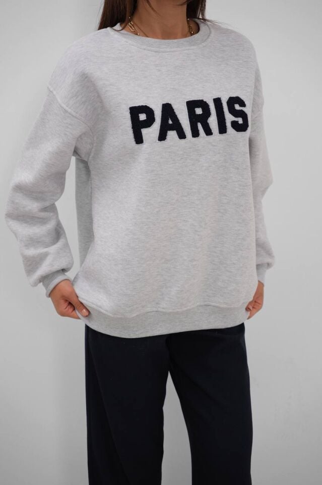 Sıfır Yaka Şardonlu Sweatshirt