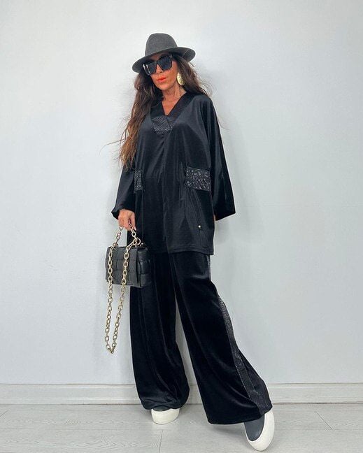 Kadife İkili Pantalon Tunik Takım