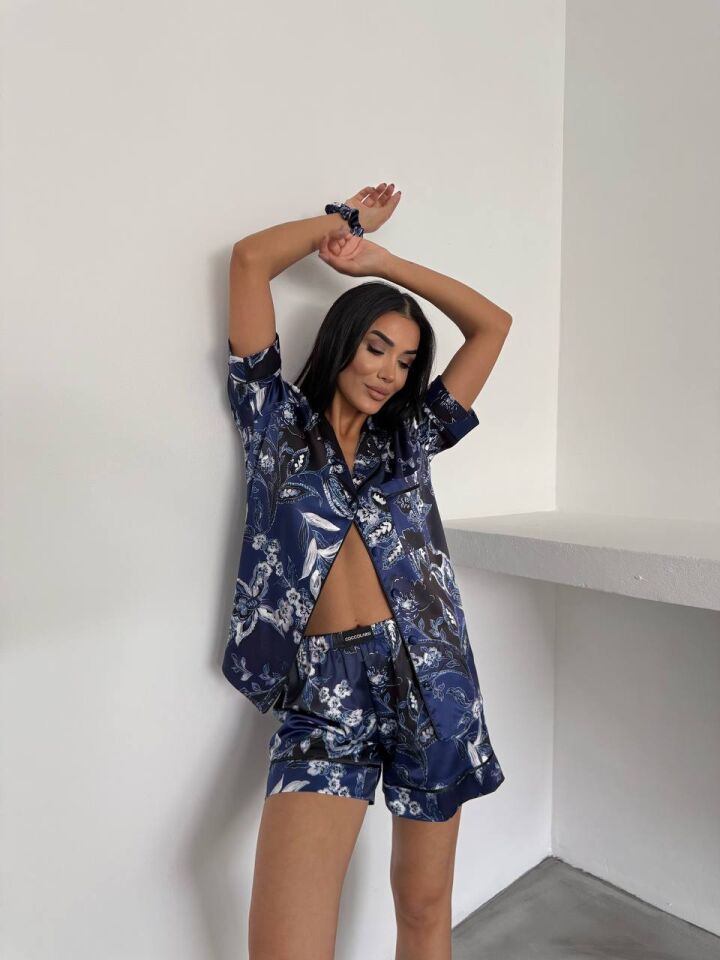 İpek Saten Şortlu Pijama Takımı