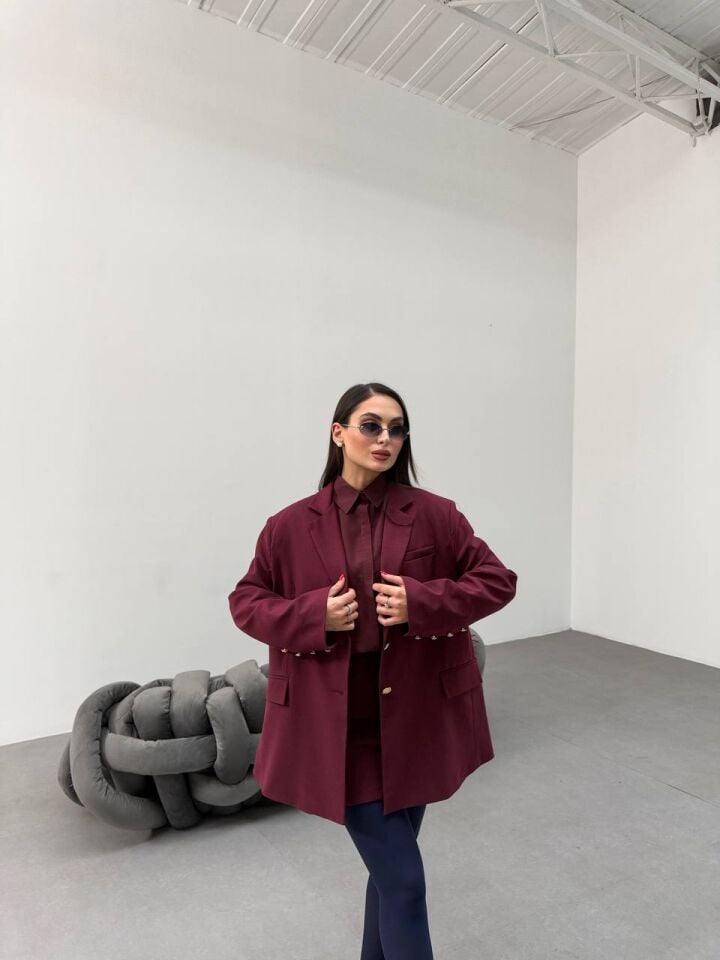 Gold Düğmeli Oversize Ceket