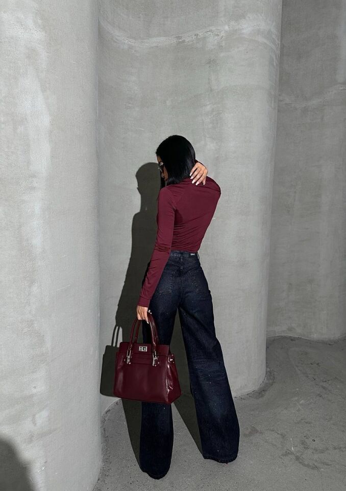 Velvet Denim Glitter Gümüş Simli