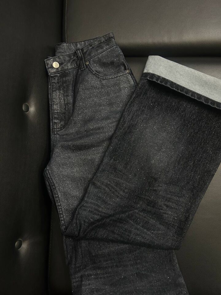 Velvet Denim Glitter Gümüş Simli