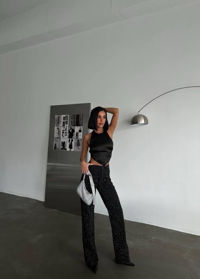 Taşlı Yüksek Bel Jeans